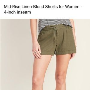 Mid Rise Linen Blend Shorts